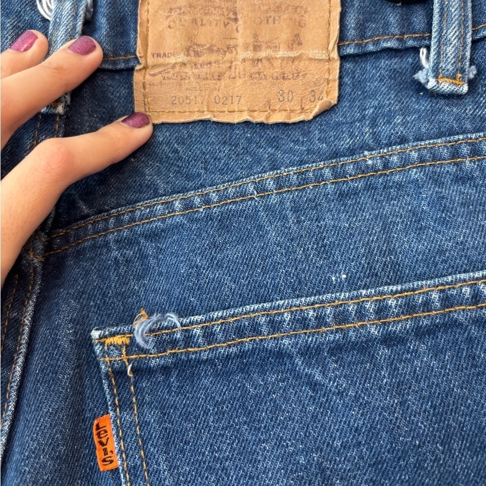 60's-80's Vintage Boho Western Denim Levis Orange Tab 30/34 Mom Shorts XS Small - Picture 10 of 10